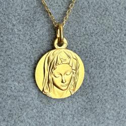 Collier en or massif 18 carats avec son pendentif - Marie - médaille religieuse neuve