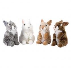 Peluches 4 lapins assis 4 couleurs NATURE DE BRENNE 18cm L680474BR + L680474B + L680474G