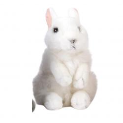 Peluche lapin assis blanc NATURE DE BRENNE 18cm