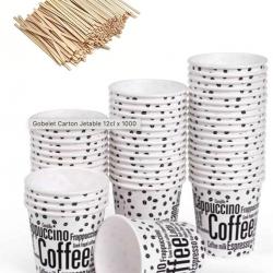 100 gobelets à café jetables 120 ml gobelets jetables avec agitateurs en bois. Pour boissons chaudes