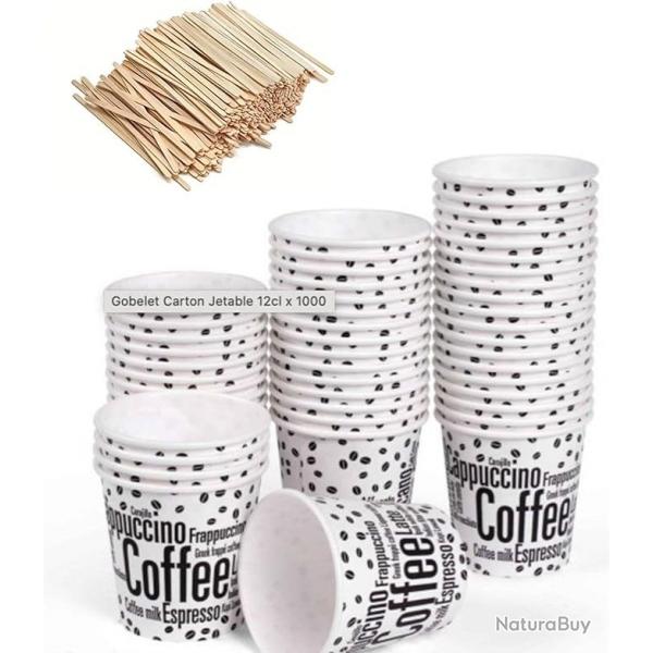 100 gobelets  caf jetables 120 ml gobelets jetables avec agitateurs en bois. Pour boissons chaudes