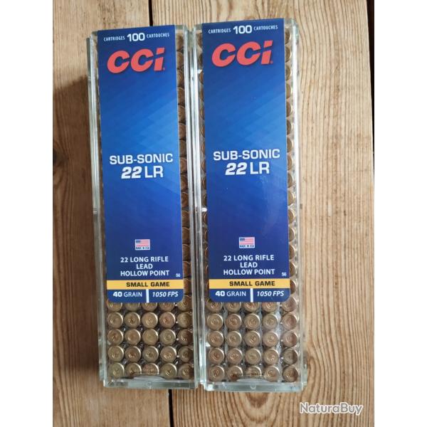 LOT 200 x .22lr CCI sub sonic 40 gr hollow point