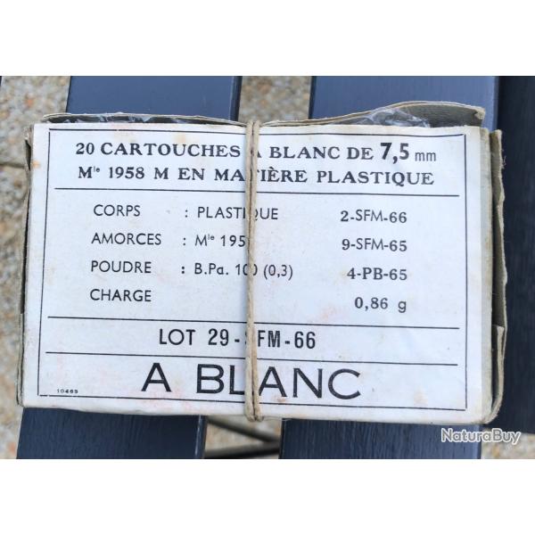 BOITE VIDE DE CARTOUCHE DE 7,5MM A BLANC EN MATIERE PLASTIQUE Mle 1958