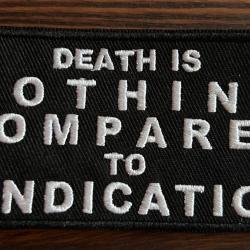Patch/écusson citation de Warhammer 40K « Death is nothing compared to vindication »