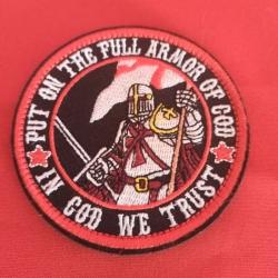 patch écusson brodé velcro scratch templier diamètre 8cm templar moyen âge