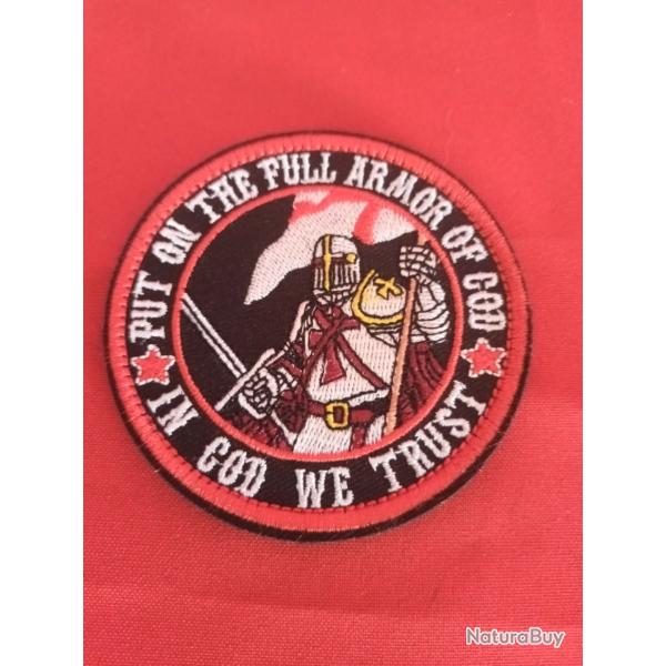 patch cusson brod velcro scratch templier diamtre 8cm templar moyen ge