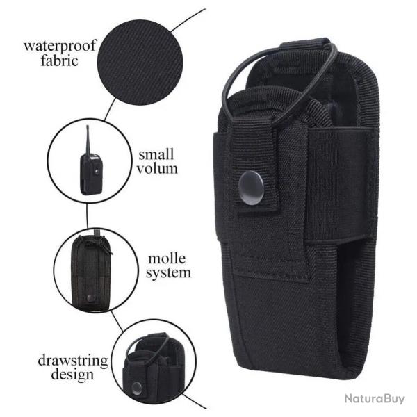 Pochette pour talkie-walkie Radio Molle 1000D Noir  Attache a La Ceinture Ou Sur Un Sac Molle