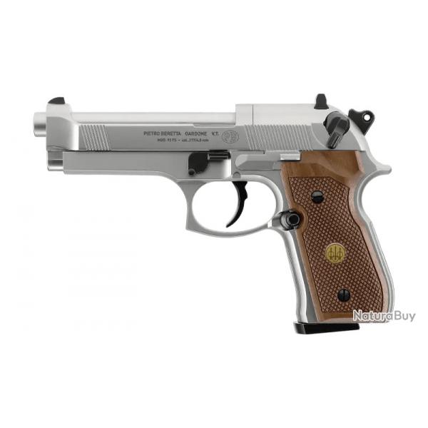 PIST BERETTA M 92 FS CO2 CAL 4.5 MM - NICKEL/BOIS 7,5