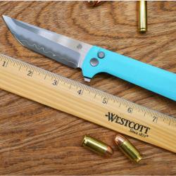 Couteau North Mountain Blade Chop 2 Sky Blue Lame TANTO Acier SLD-Magic San Mai Manche G10 NMB2411SB