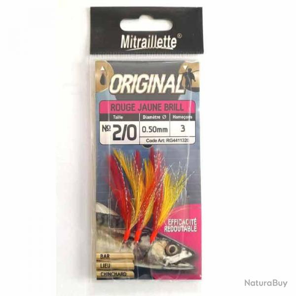 Mitraillette Original 2/0 Rouge Jaune Brill 3 Hameons