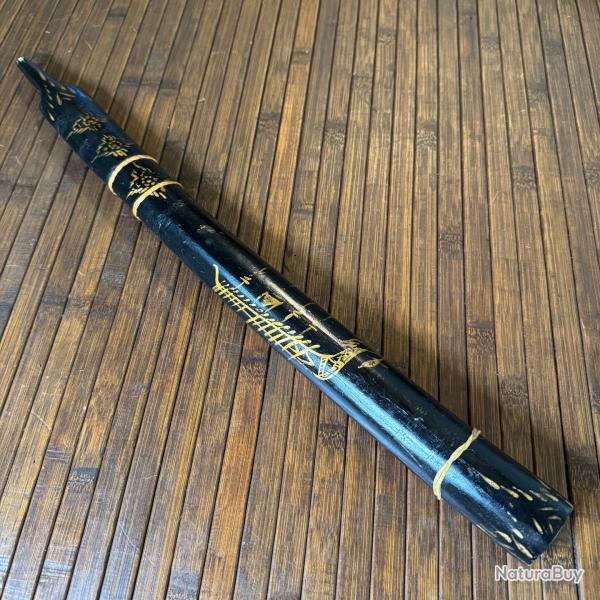 FOURREAU BOIS DCOR ET LIENS ROTIN POUR PETIT SABRE POIGNARD ASIE