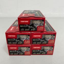 !! NEUF !! CARTOUCHE NORMA CALIBRE 9x19 FMJ 115gr PAR 250