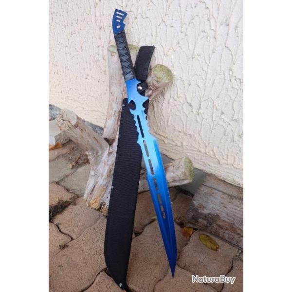 Sabre Kung Fu Shaolin Sword Lame Acier Inox Manche Corde Tresse Etui Nylon Machette Tactical 001