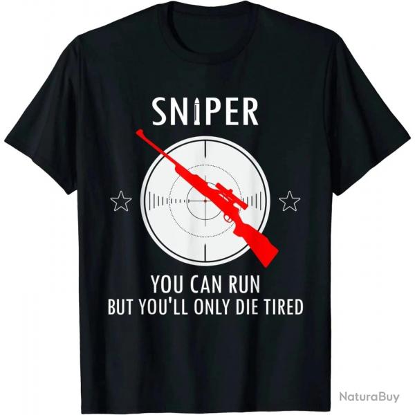 T-shirt Sniper "You Can Run But You Will Only Die tired" - Noir / XXL