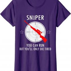 T-shirt Sniper "You Can Run But You Will Only Die tired" - Violet / XXL