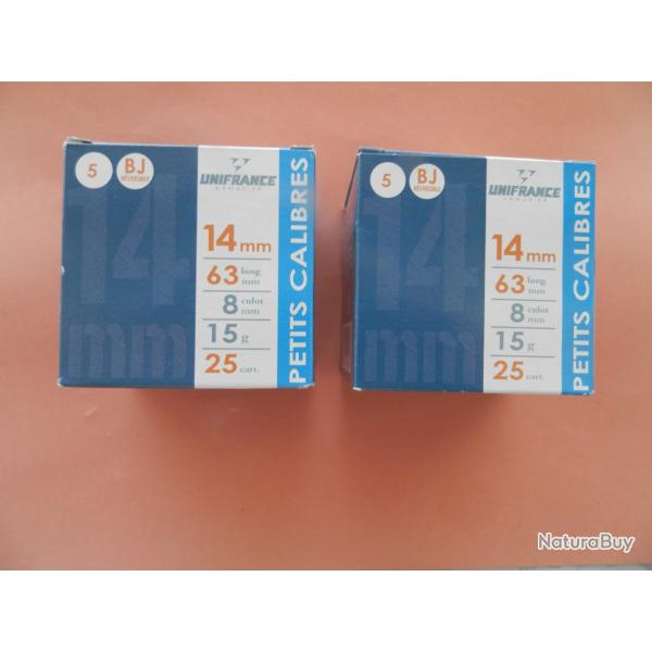 lot de 3 boites de 25 cartouches 14 mm UNIFRANCE BJ plomb 5