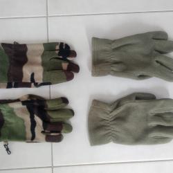 Gants - kaki et camouflé - lot de 2 paires