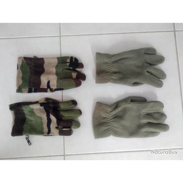 Gants - kaki et camoufl - lot de 2 paires