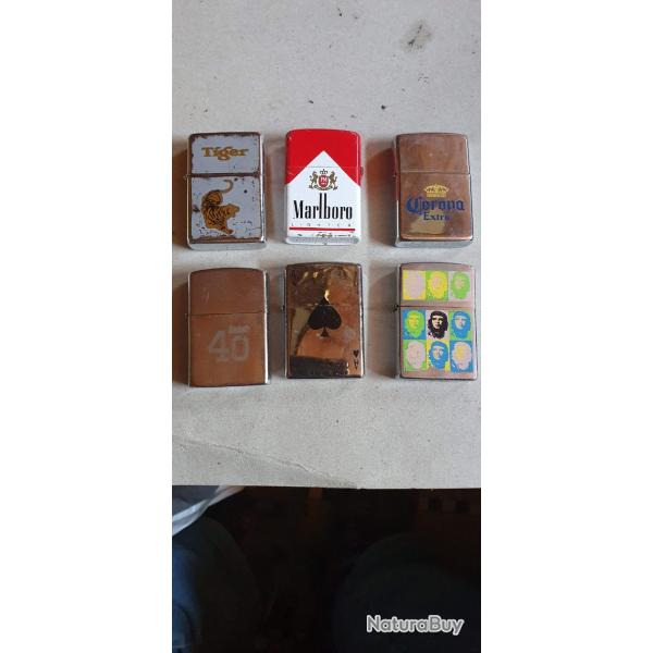 Lot de 6 briquets  essence type ZIPPO
