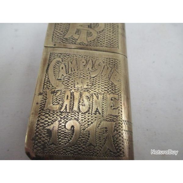 artisanat de tranche  - tres beau briquet  de poilu - qui a vraiment servi dans les tranches  1917