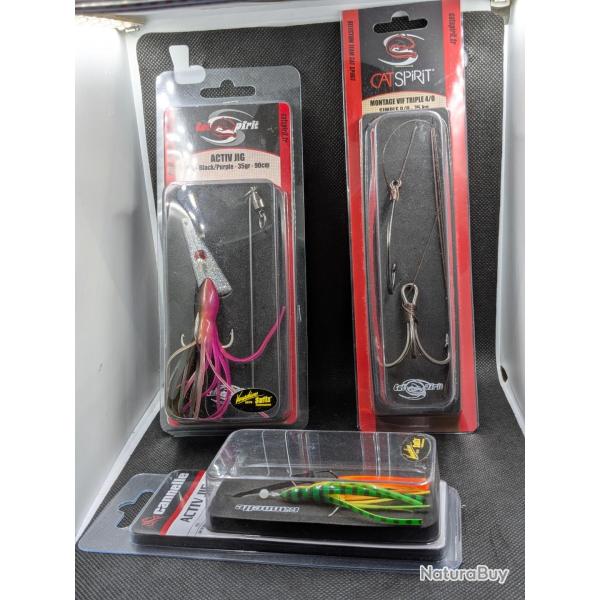 Lot pche CAT SPIRIT ACTIV JIG + ACTIV JIG CANNELLE+ MONTAGE VIF CAT SPIRIT