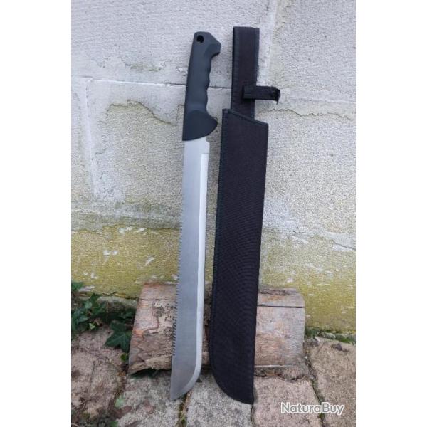 BIG Machette Guide d'Amazonie Lame Acier 3Cr13 Fonction Scie Manche ABS Black Etui Nylon Survie 000