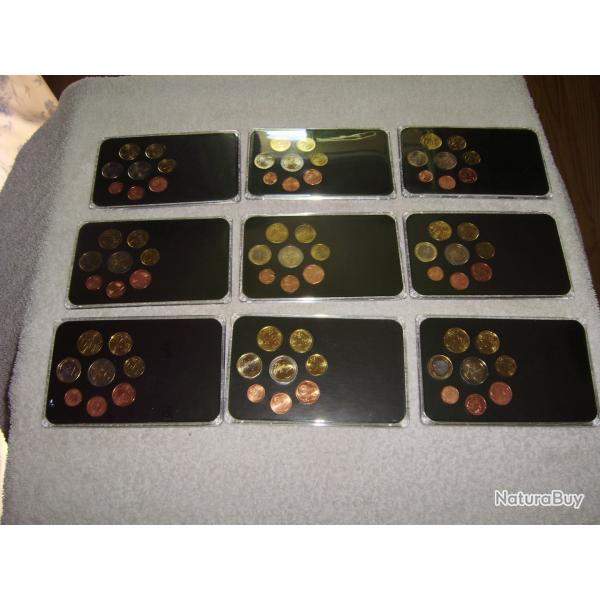 Pices euros : 9 sries compltes diffrents pays EU en coffret. Superbe
