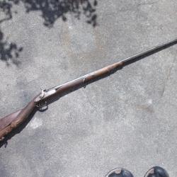 Fusil de chasse Ancien à percussion à crosse sculptée Sanglier   (MS#11)