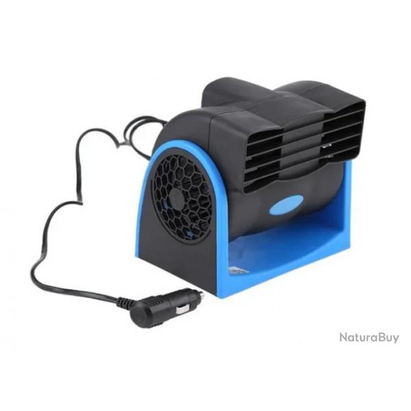 Mini ventilateur voiture 12V noir bleu en ABS pour climatisation d't universel