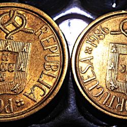 Portugal 2  pieces  de 5 & 10 escudos1986 ttb