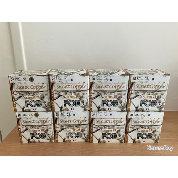 Cartouches de chasse FOB Sweet Cooper HP Cal.28/70 23 g cuivr Par 8 Botes