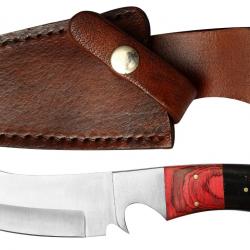 Couteau à lame fixe - Manche bi ton + étui cuir