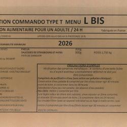 UNE RATION COMMANDO  24 HEURES DDM 2026 - 12 MENUS L BIS  PLAST. VERT