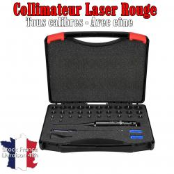 Collimateur laser 32 embouts du 4,5 au calibre 12 avec cône en boite - Laser Rouge - Stock France