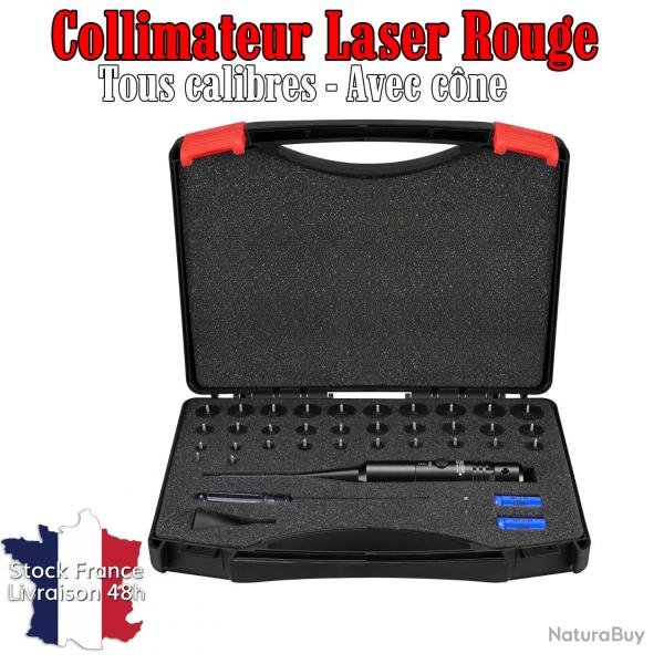 Collimateur laser 32 embouts du 4,5 au calibre 12 avec cne en boite - Laser Rouge - Stock France