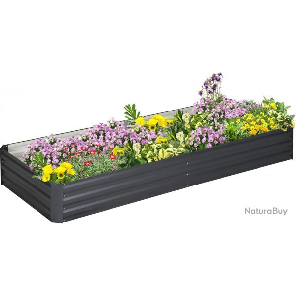 Jardinire extrieur Carr Potager de Jardin dim. 241L x 90l x 30H cm tle d'acier ondule Gris