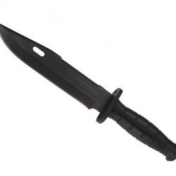 Poignard Herbertz LAME NOIRE A TROU 18cm acier avec scie manche noir + etui