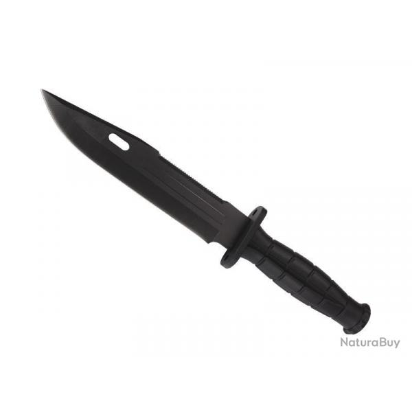 Poignard Herbertz LAME NOIRE A TROU 18cm acier avec scie manche noir + etui