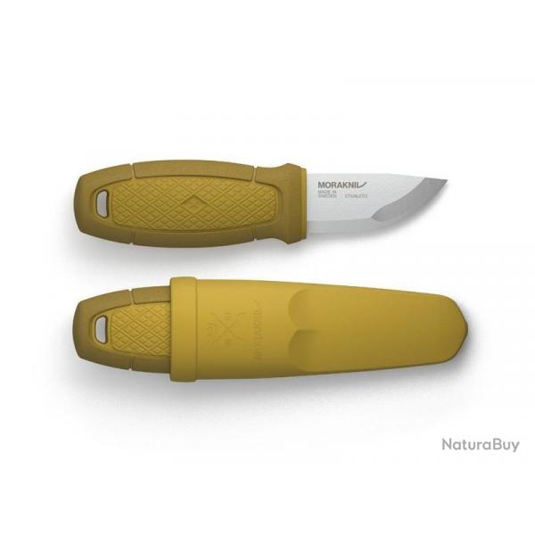Couteau de poche Morakniv ELDRIS lame 6cm inox manche gomme jaune + etui rigide