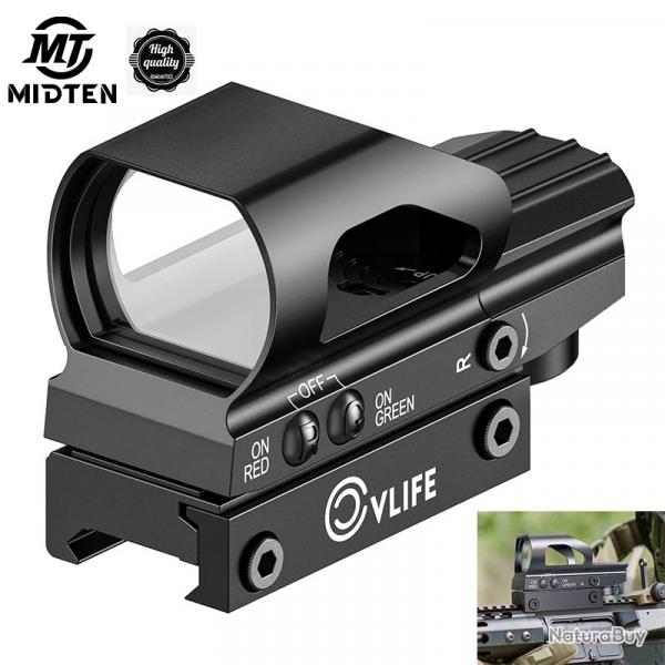 Lunette de vise MidpatiRiflescope Red Green Dot Sight 4, Rglable