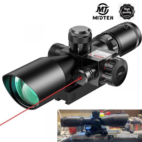 MidTen 2.5-10x40 porte de fusil rticule Mil-Dot rouge clair et porte Laser Mil-dot