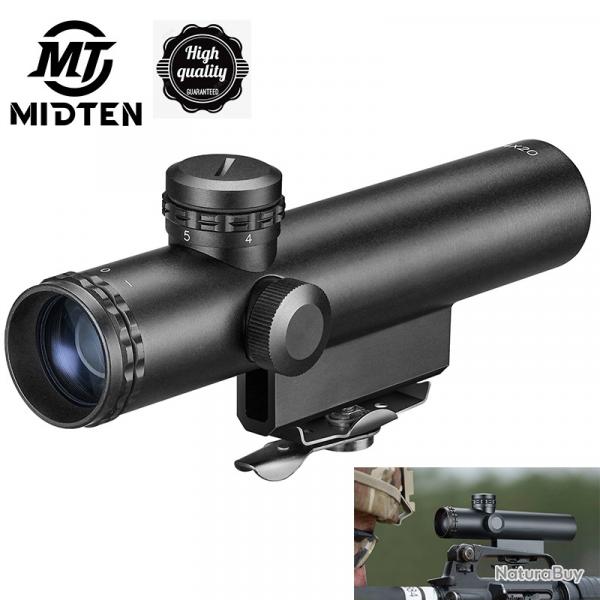 Lunette de vise M16 TEN Figured, viseur HD 4x20, remploi duplex, BDC transparent