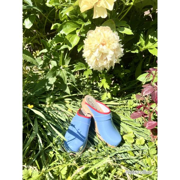 Sabots cuir vernis dition spciale bordure couleur pour femme 38 cuir vernis bleu pastel