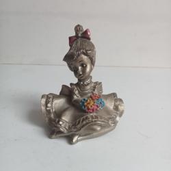 statuette buste jeune fille en étain massif hauteur 9 cmx 7 cm 300 gr