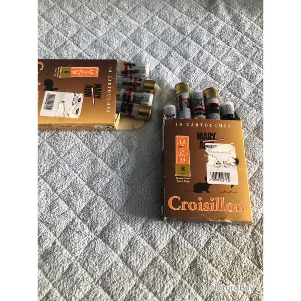 2 botes de 10 cartouches cal 12 mary arm croisillon plombs 8  34gr