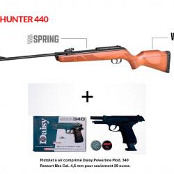 Vente Flash ! Carabine Gamo Hunter 440 Cal. 6,35 mm 19,9 j.+ Pistolet Daisy 340 Ressort Bbs  4,5 mm