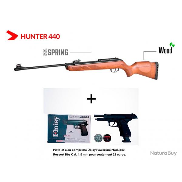 Vente Flash ! Carabine Gamo Hunter 440 Cal. 6,35 mm 19,9 j.+ Pistolet Daisy 340 Ressort Bbs  4,5 mm