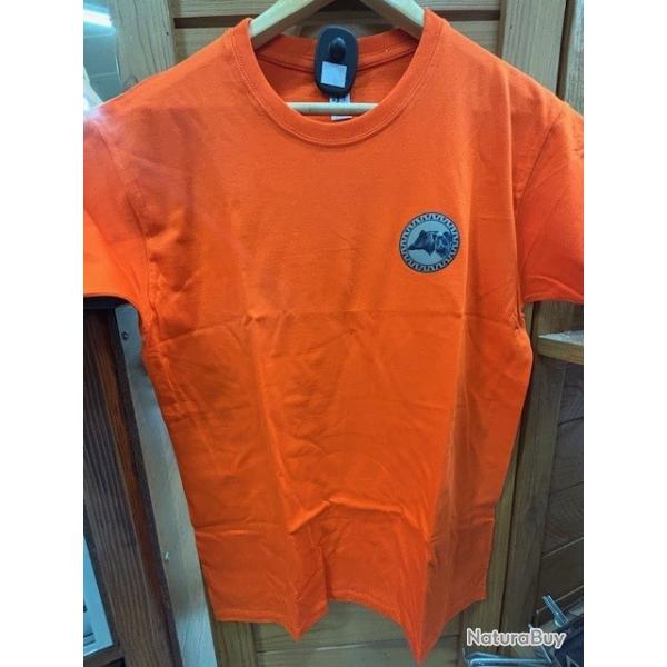 Tee-Shirt Orange Ecusson Sanglier