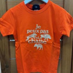 Tee-Shirt enfant Orange "je peux pas j'ai chasse"