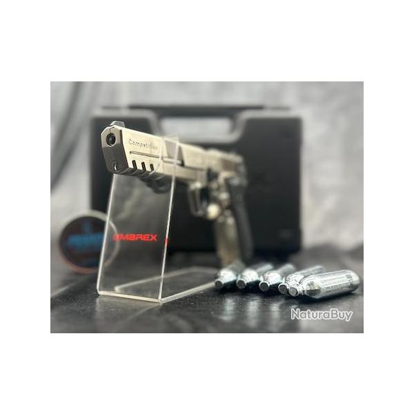 PACK PRT A TIRER PISTOLET WALTHER CP88 COMPETITION 5.6'' NICKEL WALTHER CO2 CAL 4.5MM